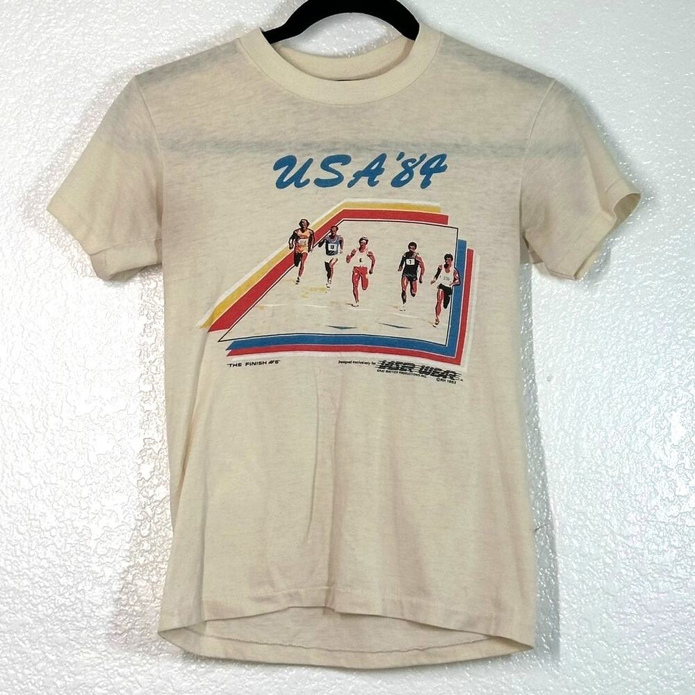 Lasr wear XS Tee Olympic track t-shirt 1984 Los Angeles Summer Single Stitch